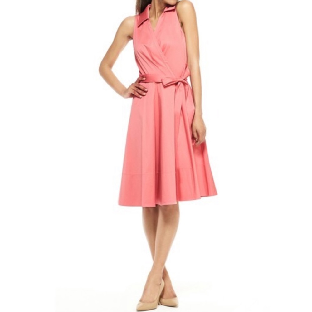 Gal Meets Glam Heather Wrap Fit & Flare Dress Pink - Picture 4 of 11